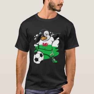 Dabbing Penguin Wales Soccer Fans Jersey Flag Foot T-shirt