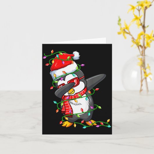 Dabbing Penguin Wearing Santa Hat - Penguin Lover  Kaart (Gele Bloem)