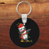 Dabbing Penguin Wearing Santa Hat - Penguin Lover Sleutelhanger (Voorkant)