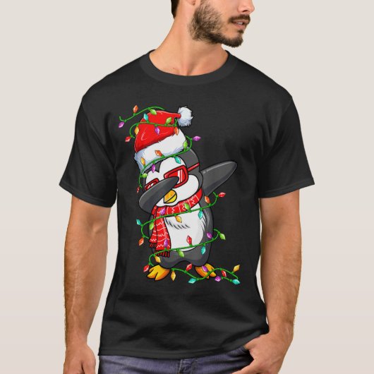 Dabbing Penguin Wearing Santa Hat - Penguin Lover T-shirt (Voorkant)