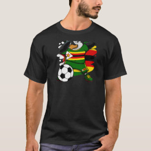 Dabbing Penguin Zimbabwe Soccer Fans Jersey Footba T-shirt