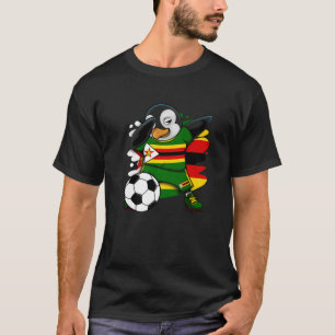 Dabbing Penguin Zimbabwe Soccer Fans Jersey Footba T-shirt