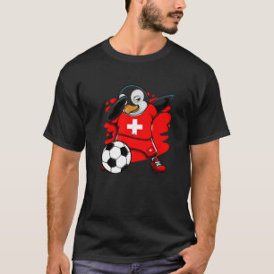 Dabbing Penguin Zwitserland Soccer Fan Jersey Foot T-shirt