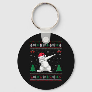 Dabbing Perzische Cat Santa Hat Boys Meisjes Kinde Sleutelhanger