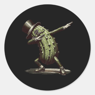 Dabbing Pickle Dancing Cucumber Lover Funny Pickle Ronde Sticker