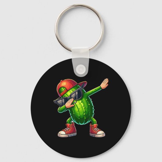Dabbing Pickle Dancing Cucumber Lover Funny Pickle Sleutelhanger (Voorkant)