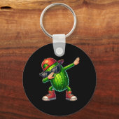 Dabbing Pickle Dancing Cucumber Lover Funny Pickle Sleutelhanger (Voorkant)