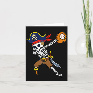 Dabbing Pirate Skeleton Honkbal Grappig Halloween Kaart