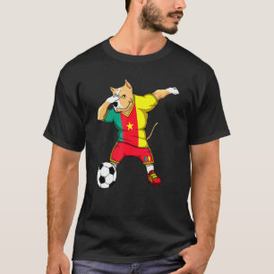 Dabbing Pitbull Dog Cameroon Soccer Fans Jersey T-shirt