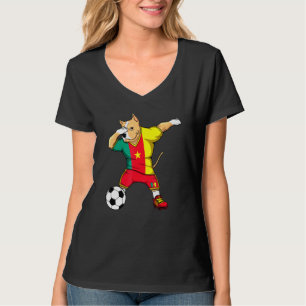 Dabbing Pitbull Dog Cameroon Soccer Fans Jersey T-shirt