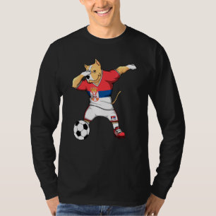 Dabbing Pitbull Servië Soccer Fans Jersey Servisch T-shirt