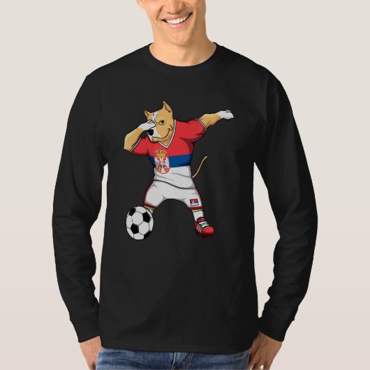 Dabbing Pitbull Servië Soccer Fans Jersey Servisch T-shirt (Voorkant)