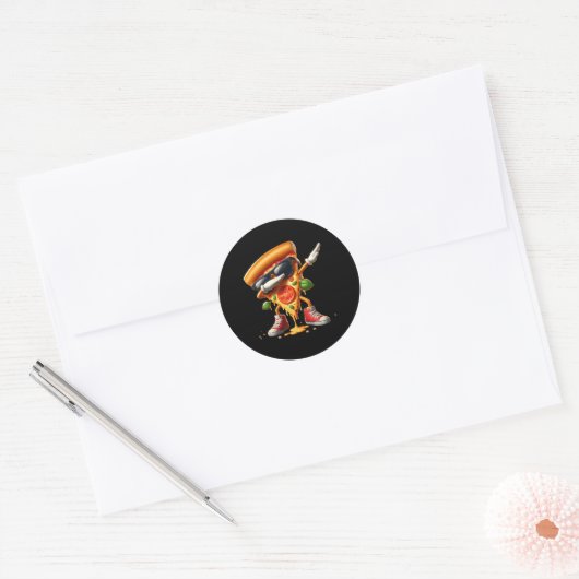 Dabbing Pizza Slice Dancing Pizza Lover Boy Funny Ronde Sticker (Envelop)