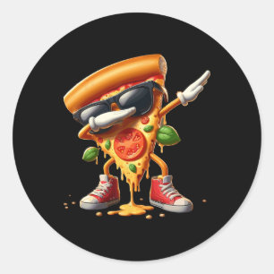 Dabbing Pizza Slice Dancing Pizza Lover Boy Funny Ronde Sticker