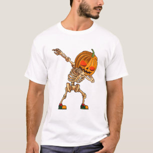 Dabbing Pompoen - Enge Skelet Kostuum - Grappige H T-shirt