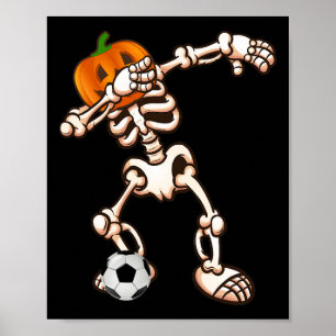 Dabbing Pompoen Skelet Voetbal Halloween Kostuum Poster