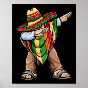 Dabbing Poncho Cinco de Mayo Mexican Sombrero Fest Poster