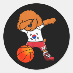 Dabbing Poodle Zuid-Korea Jersey Koreaanse Honkbal Ronde Sticker