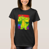Dabbing Pridesaurus Rex Dinosaur LGBT Flag Gay Pri T-shirt (Voorkant)