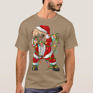 Dabbing Pug Dog Xmas Licht Funny Pug Santa Christu T-shirt