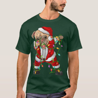 Dabbing Pug Dog Xmas Licht Funny Pug Santa Christu T-shirt