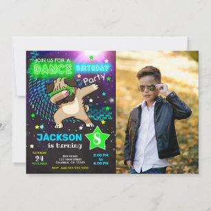 Dabbing Pug verjaardagsuitnodiging / Jongensfeestj Kaart