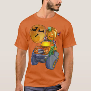 Dabbing Pumpkin Face Jack O Lantern Monster Truck T-shirt
