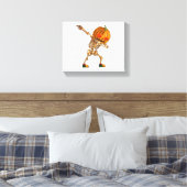 Dabbing Pumpkin - Scary Skeleton Costume - Funny H Canvas Afdruk (Insitu (Slaapkamer))