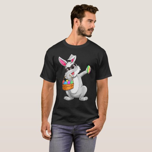 Dabbing Rabbit Easter Day Eggs Hunting Basket Dab T-shirt (Voorkant volledig)