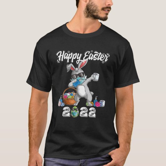 Dabbing Rabbit Happy Easter Day 2022 Eggs Dab Boys T-shirt (Voorkant)