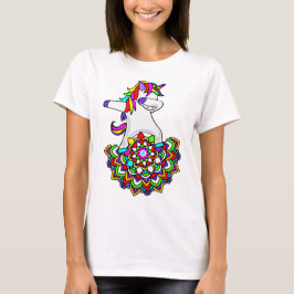 Dabbing Rainbow Unicorn - Mandala Dab T-shirt