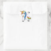 Dabbing Rainbow Unicorn Vierkante Sticker (Tas)