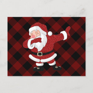 Dabbing Red Pset Santa Claus   Fun Rustic Buffalo Feestdagenkaart