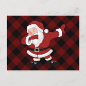 Dabbing Red Pset Santa Claus | Fun Rustic Buffalo Feestdagenkaart (Voorkant)