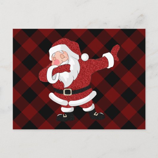Dabbing Red Pset Santa Claus | Fun Rustic Buffalo Feestdagenkaart (Voorkant)