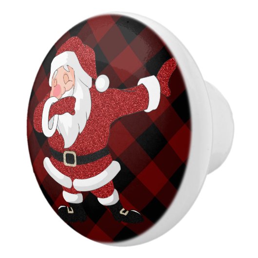 Dabbing Red Pset Santa Claus | Fun Rustic Buffalo Keramische Knop (Rechts)