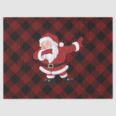 Dabbing Red Pset Santa Claus | Fun Rustic Buffalo Tissuepapier (Voorkant)