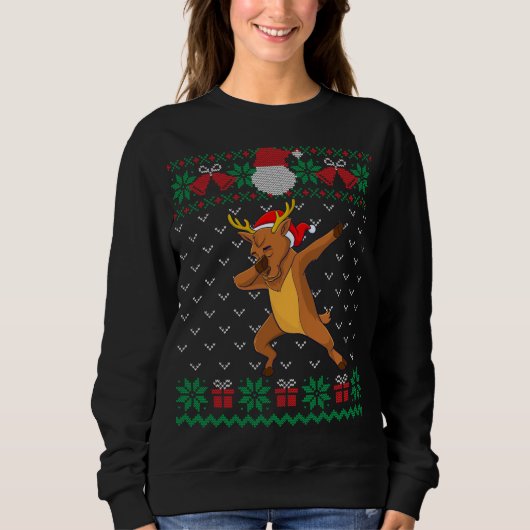 Dabbing Reindeer, laides Noël Sweat Noël (Devant)
