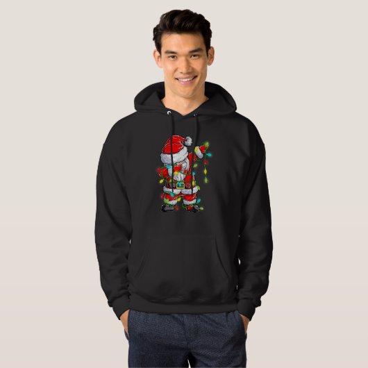 Dabbing Santa Christmas Tree Lights Happy Xmas 3 Hoodie (Voorkant volledig)