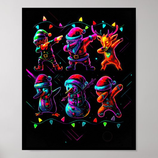 Dabbing Santa Elf Friends Christmas Boys Girls Men Poster (Voorkant)