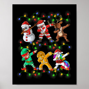 Dabbing Santa Elf Friends Kerstboys Girls Mannen Poster
