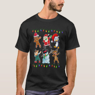 Dabbing Santa Elf Reindeer Gingerbrood Penguin Xma T-shirt