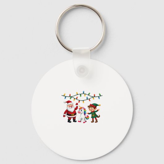 Dabbing Santa Elf Unicorn Christmas Kids Boys Men Sleutelhanger (Voorkant)