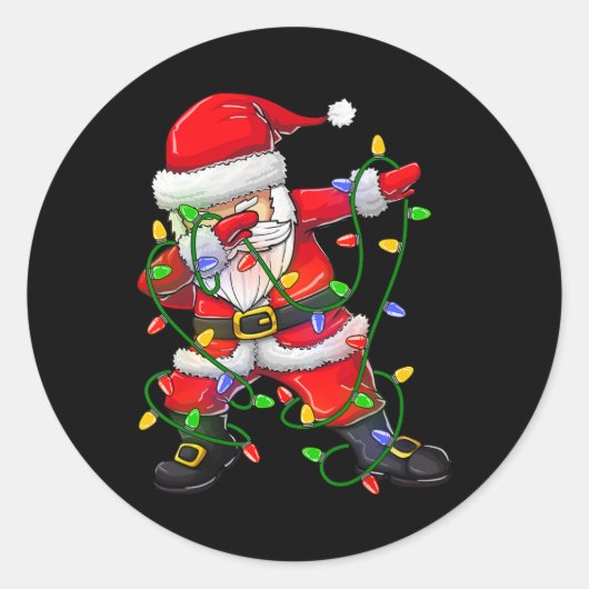 Dabbing Santa for Boys Girls-kerstboomverlichting Ronde Sticker (Voorkant)