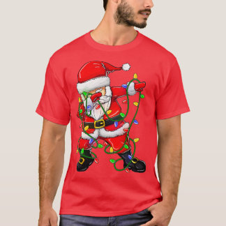 Dabbing Santa for Boys Girls-kerstboomverlichting T-shirt