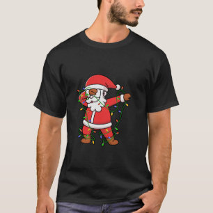 Dabbing Santa Kerstboom Licht Grappige Xmas Lang T-shirt