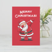 Dabbing Santa kerstkaart (Staand voorkant)