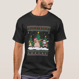 Dabbing Santa Reindeer Gopher Tree Lights Ugly Xma T-shirt