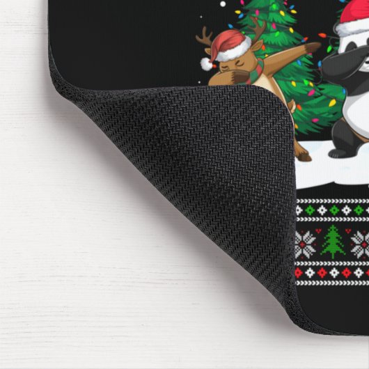 Dabbing Santa Reindeer Panda Tree Lights Ugly Xmas Muismat (Hoek)