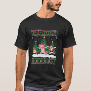 Dabbing Santa Rendier Axolotl Tree Lights Ugly XM T-shirt